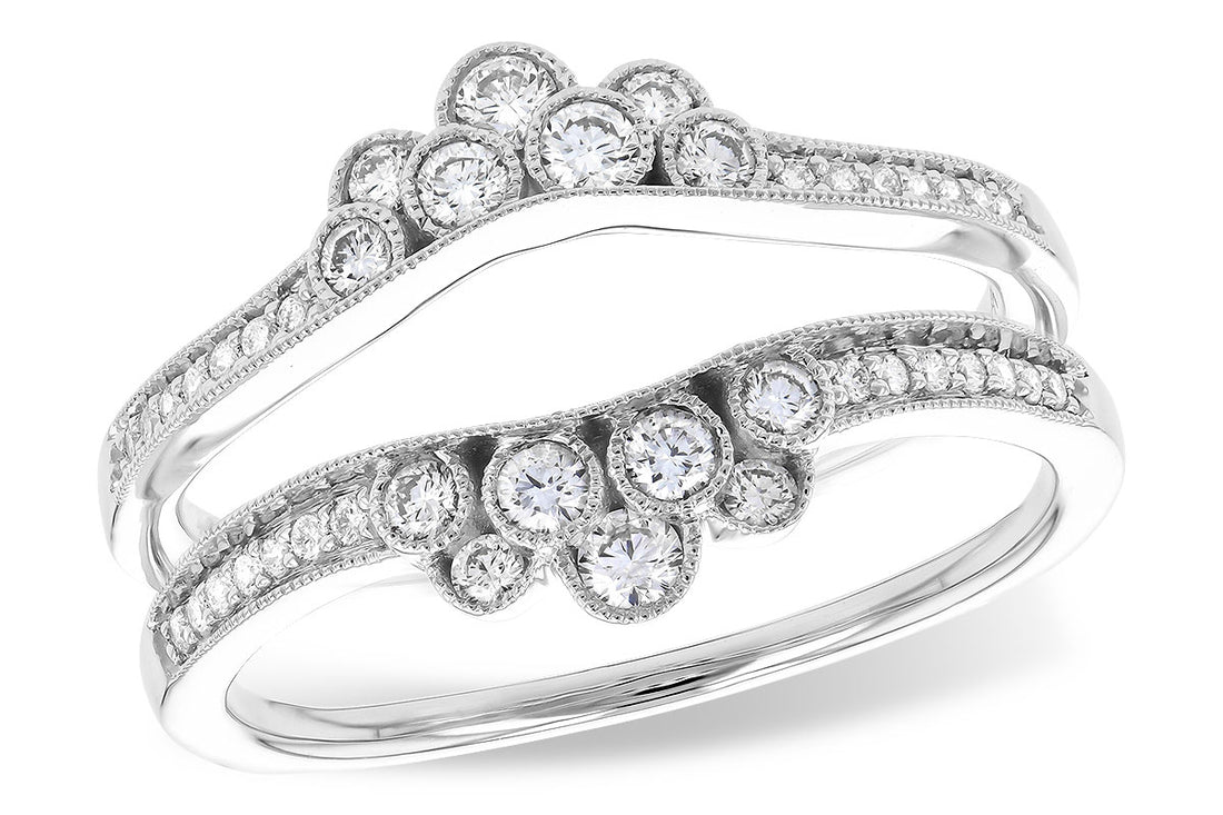 14K White Gold Milgrain Bubble Wedding Band with 0.40ct Natural Diamond