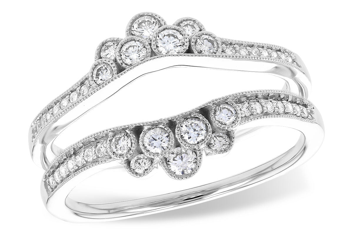 Milgrain Bubble 14K White Gold Wedding Band with 0.40ct Natural Diamond