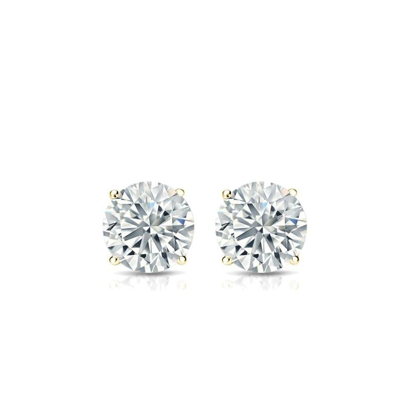 Sure! How about this product title: 14K Yellow Gold Solitaire Studs with 1.46 ct Lab Diamond, Round Shape