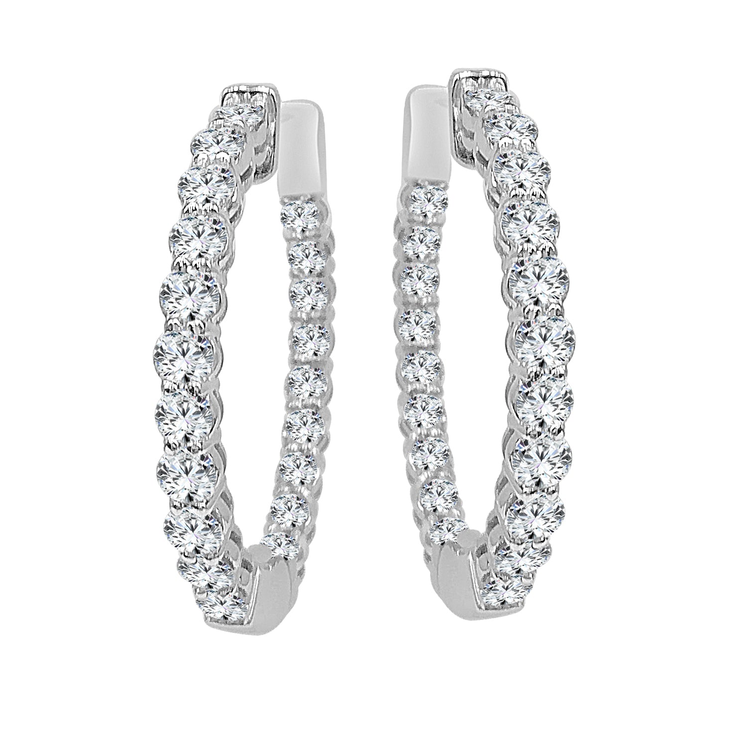 Inside Out 14 Karat White Gold Lab Diamond Round Shape Earrings - 3.00 CTTW