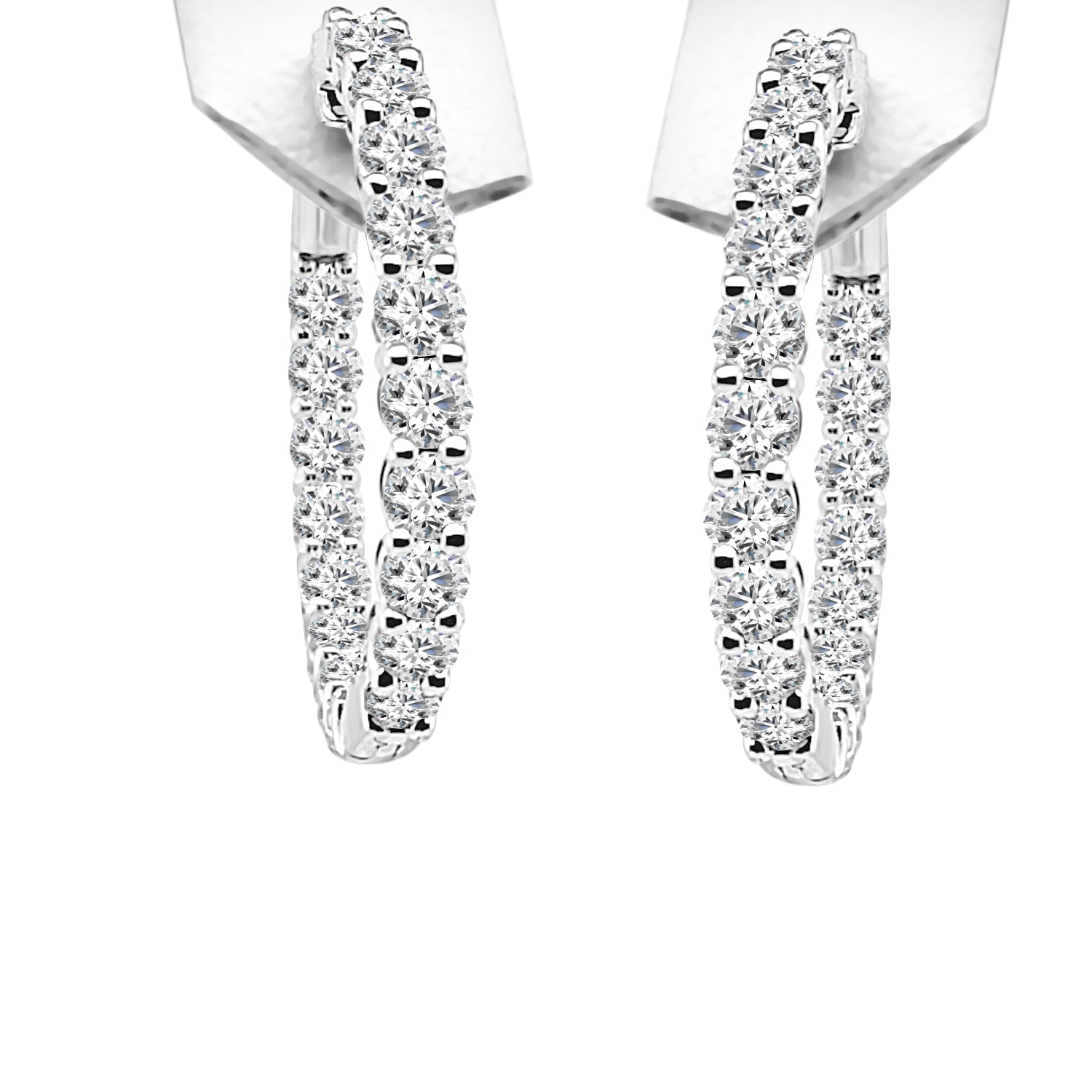 Inside Out 14 Karat White Gold Lab Diamond Round Shape Earrings - 3.00 CTTW