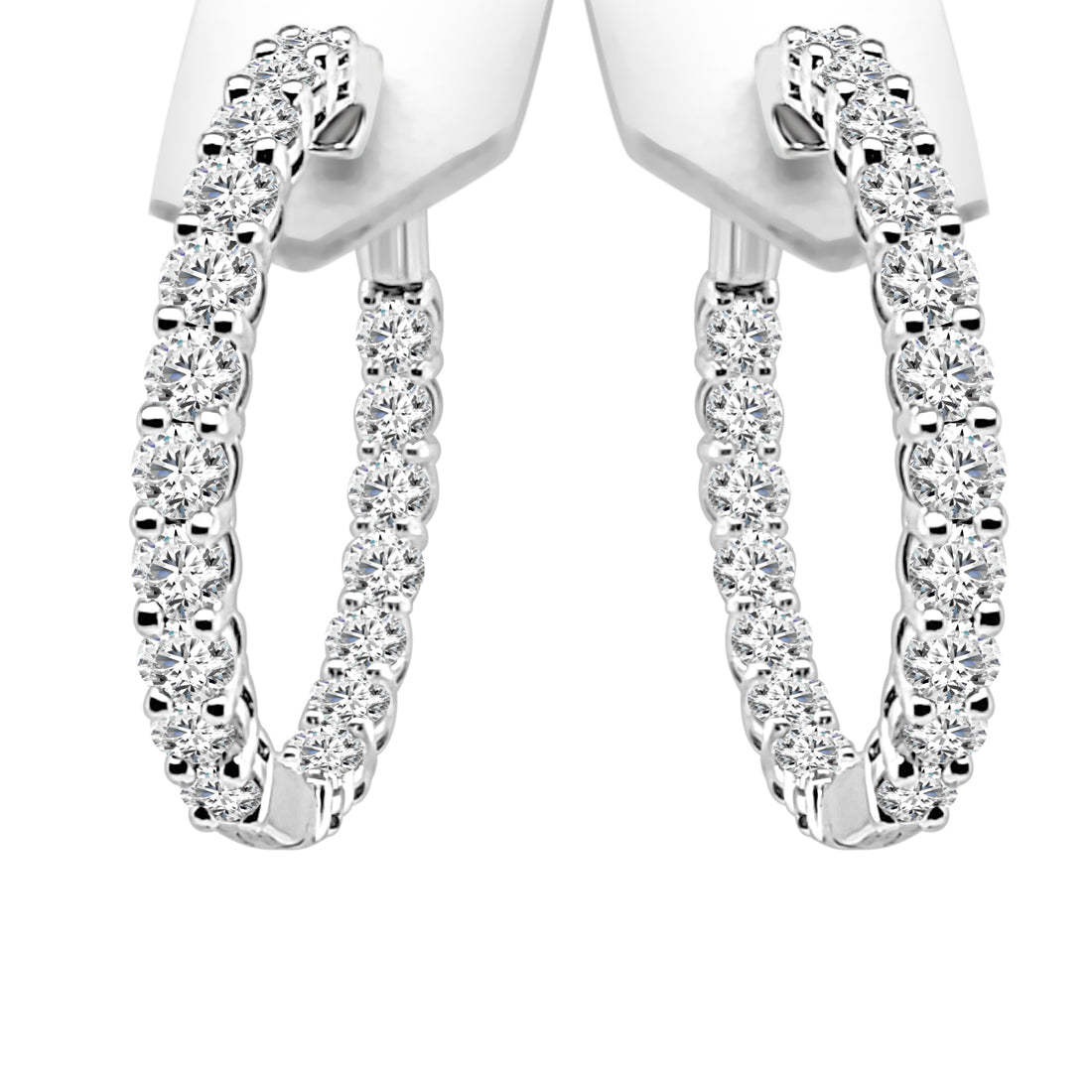 14K White Gold Inside Out Round Lab Diamond Earrings (3.00 ct)