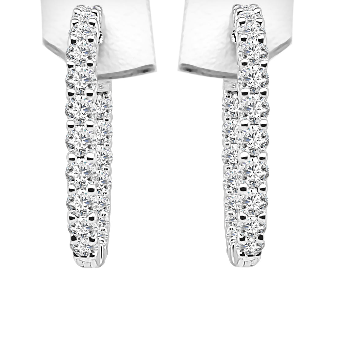 14K White Gold Inside Out Round Lab Diamond Earrings (3.00 ct)