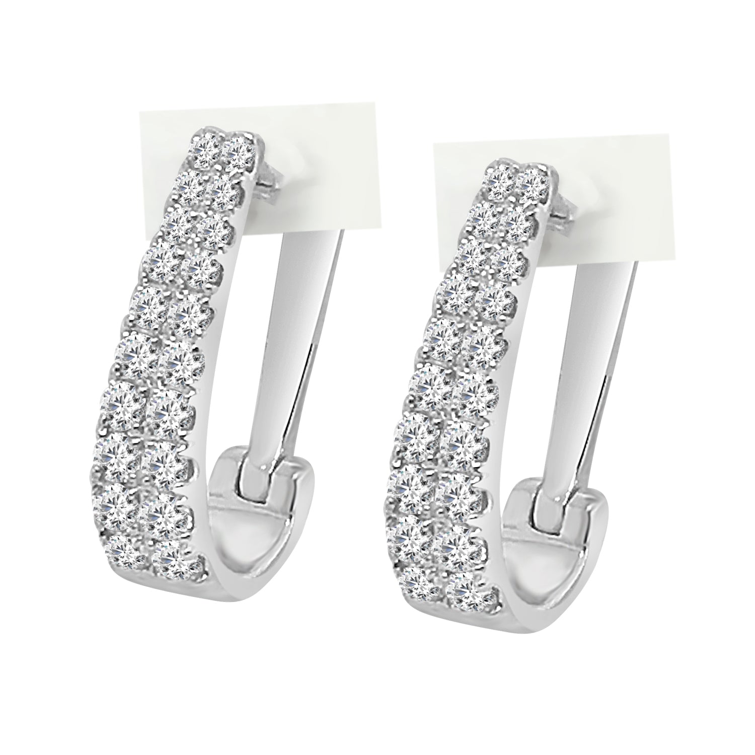 Dazzling Diamond Graduated Double Row Earrings in 14 Karat White Gold, 1.00 Carat