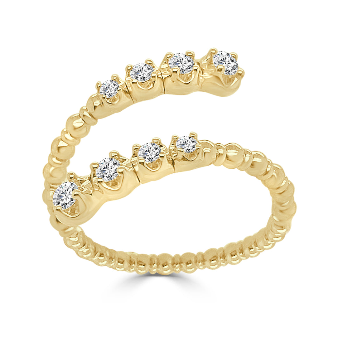 14K Yellow Gold Open Diamond Flex Ring with 0.22 Carat Natural Diamond