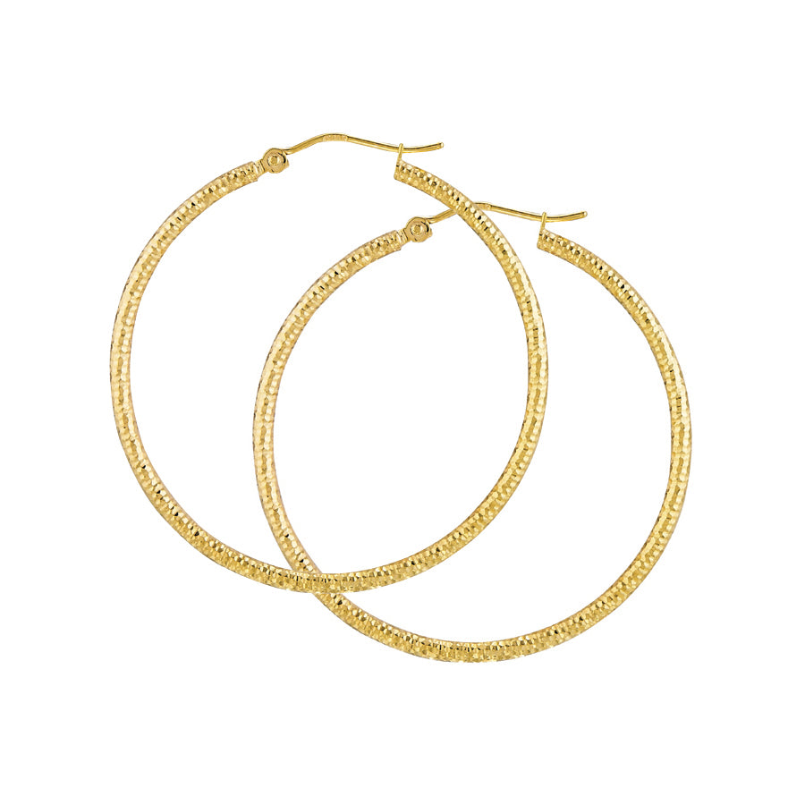 Sparkling Diamond Cut Earrings in 14 Karat Yellow Gold