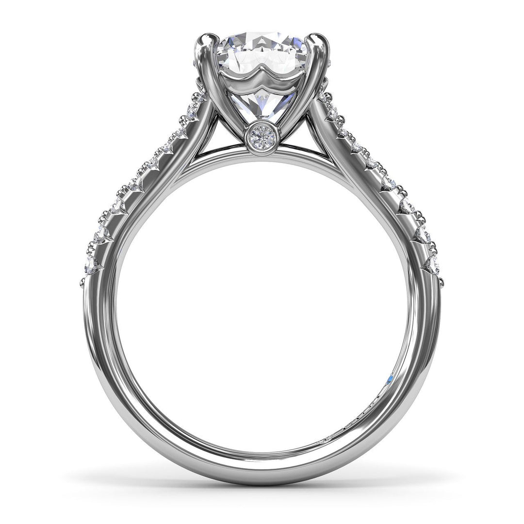 Sparkling Love: 14 Karat White Gold Engagement Mounting with Diamond and Cubic Zirconia