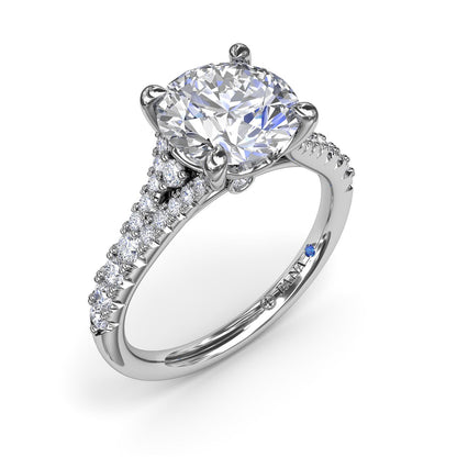 Dazzling Diamond Engagement Mounting in 14 Karat White Gold