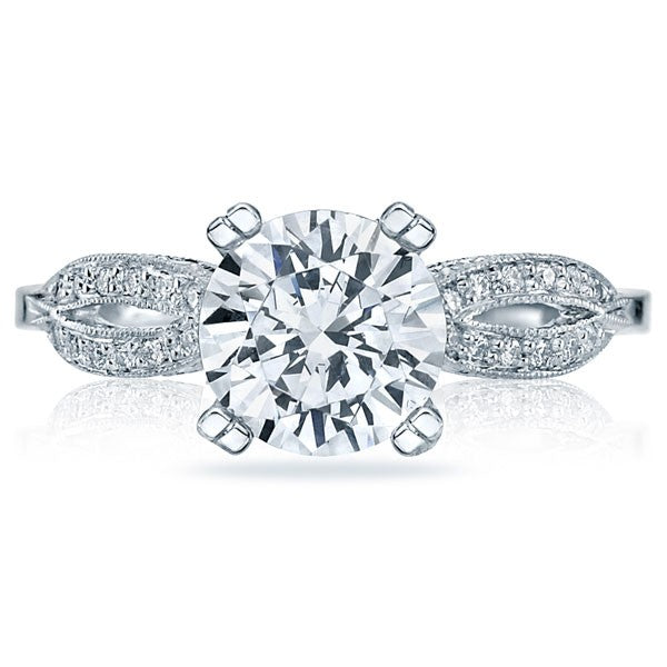 Platinum Milgrain Engagement Mounting with Sparkling Cubic Zirconia