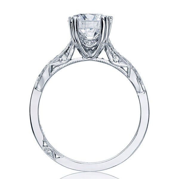 Timeless Elegance: Platinum Engagement Mounting with Milgrain Detailing