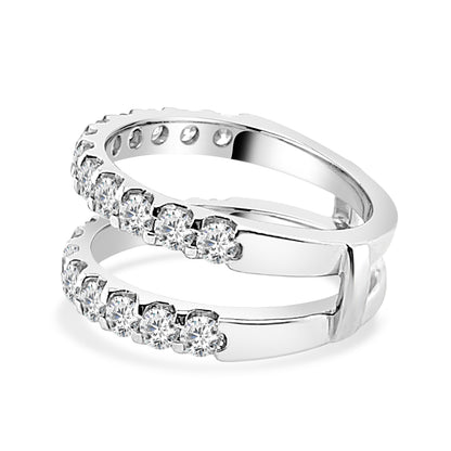 1.50 Carat Round Cut Diamond Wedding Band in 14 Karat White Gold with Straight Band Ring Guard