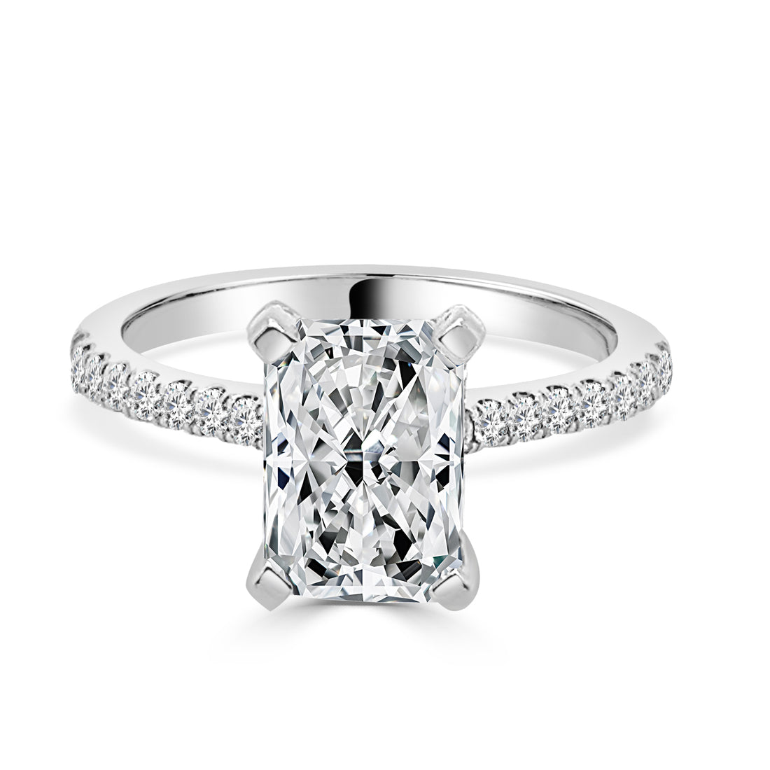 Radiant Cut Lab Diamond Engagement Ring in 14 Karat White Gold - 2.07 Carats