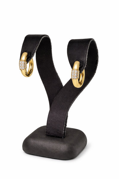 10 Karat Yellow Gold Round Shape Earrings with Natural Diamond 0.16 Carat