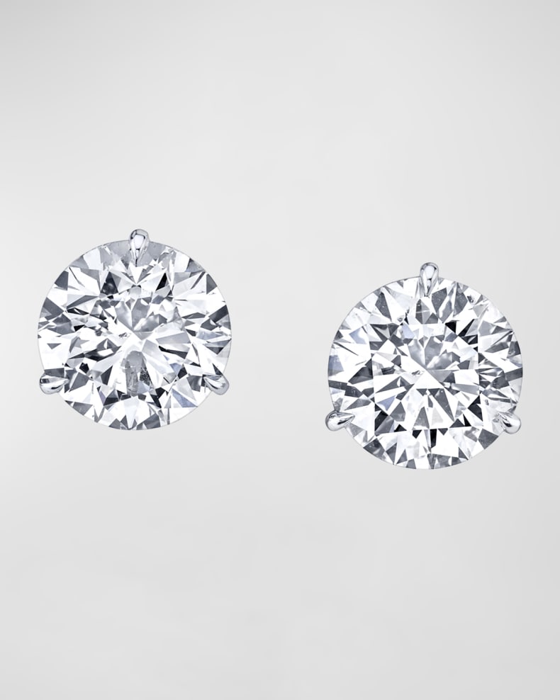 1.08 Carat Lab Diamond Solitaire Stud Earrings in 14K White Gold