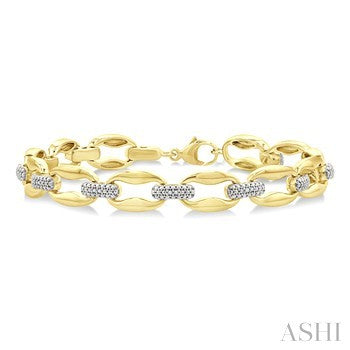 Octagon Link Diamond Accent Bracelet in Gold Plated Sterling Silver - 0.1 Carat