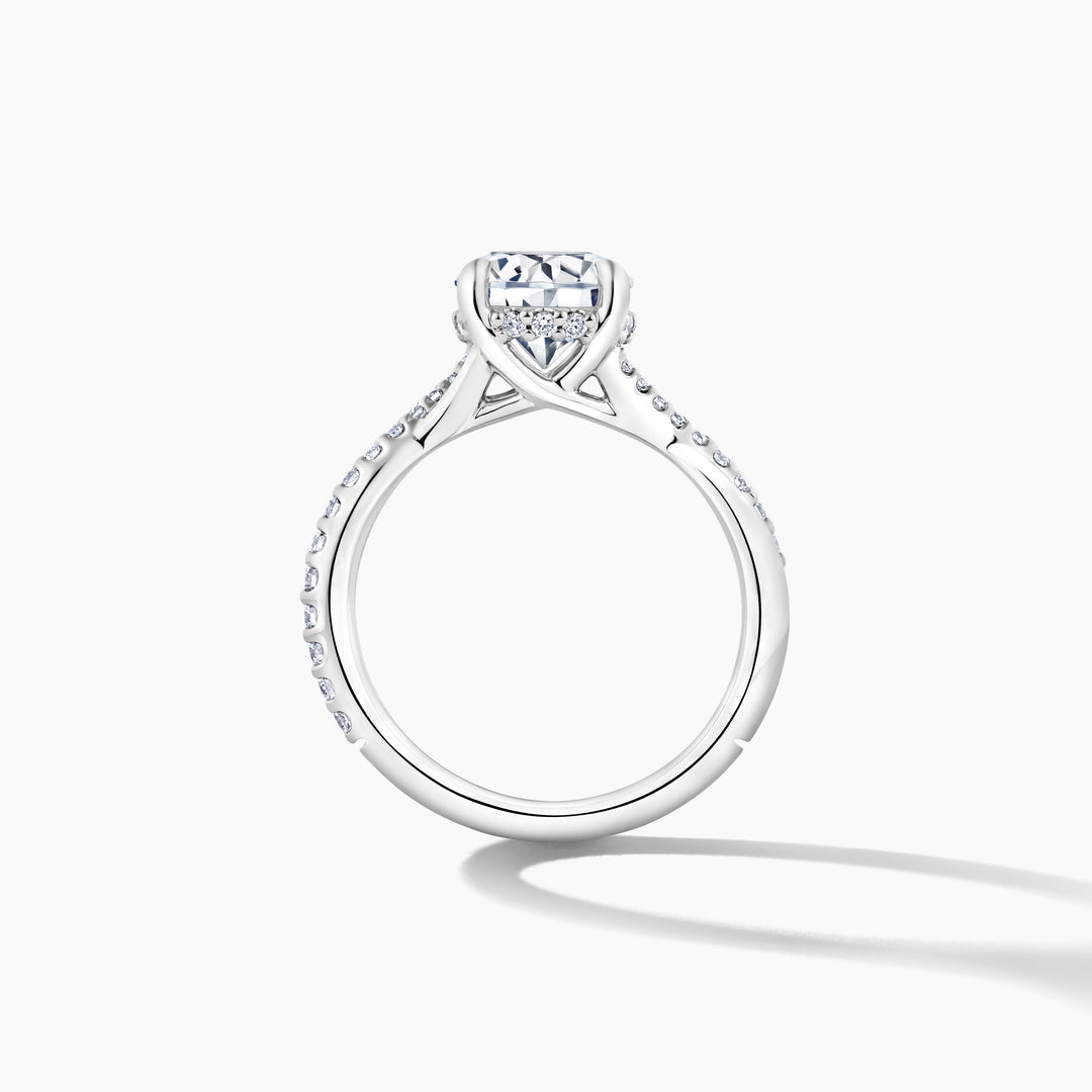 Platinum Round Dia + Hp Twist Shank Engagement Mounting with Hidden Halo, 2.00 ct Cubic Zirconia