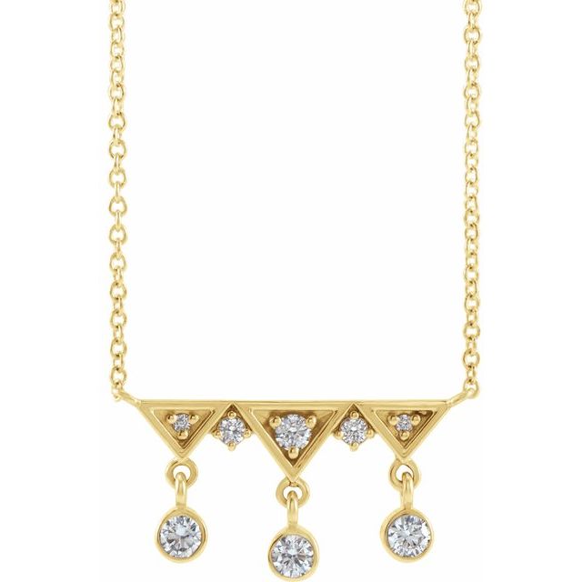 Stunning Fringed Diamond Necklace in 14 Karat Yellow Gold - 0.20 Carat Natural Diamonds