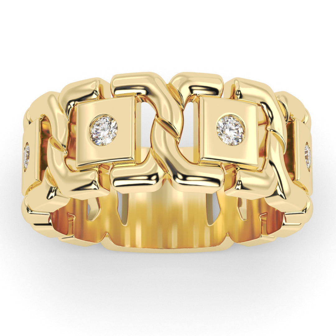 14 Karat Yellow Gold Ring with Linked Design