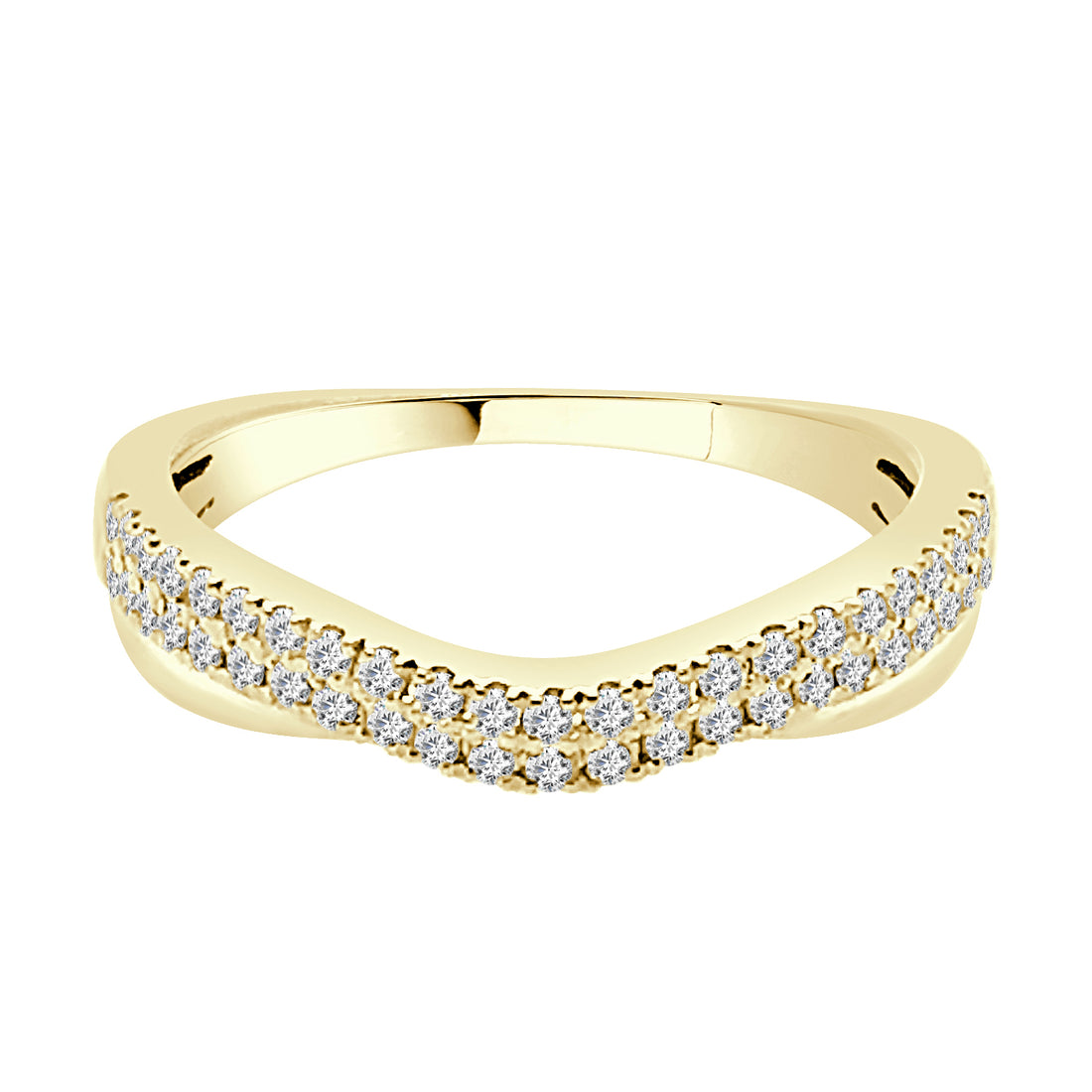 Sure, how about this for a product title: 14K Yellow Gold Double Row Curved Wedding Band with 0.33ct Natural Diamonds?