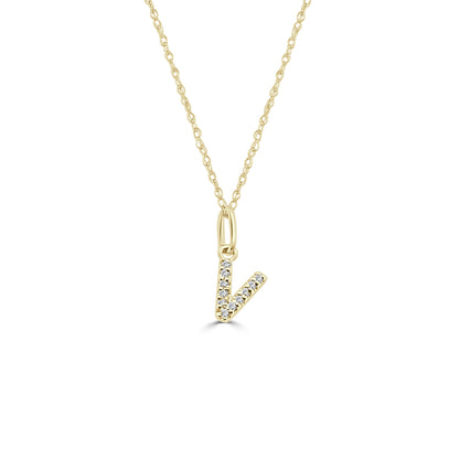 Charming Initial Necklace in 14 Karat Yellow Gold with Natural Diamond - 0.04 Carat