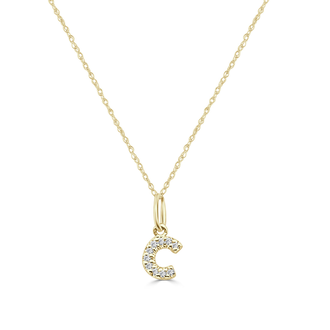 14K Yellow Gold Initial Charm Necklace with Natural Diamond Accent (0.04 ct)