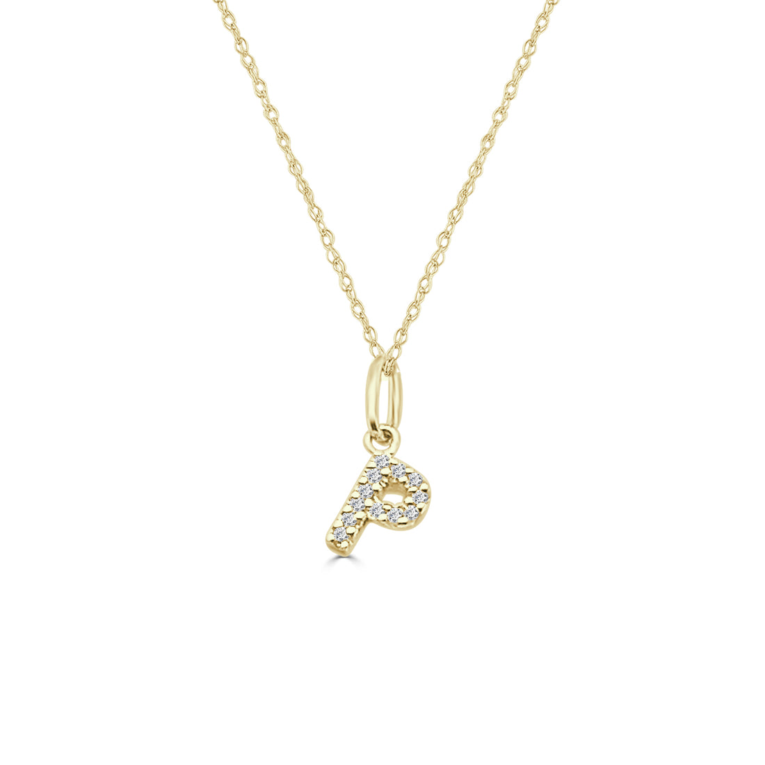 14K Yellow Gold Initial Charm Necklace with Natural Diamond Accent (0.04 ct)