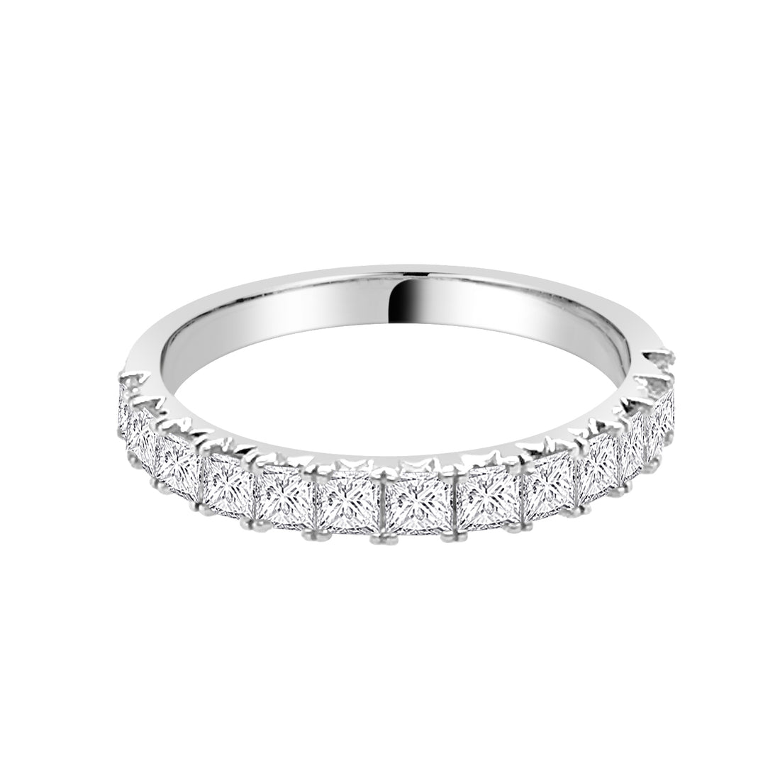 Princess Cut Natural Diamond Wedding Band in 14 Karat White Gold - 1.00 Carat