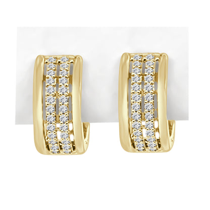 Dazzling 10 Karat Yellow Gold Diamond Hoop Earrings – High Polish with Natural Round Cut 0.25 Carat Diamonds