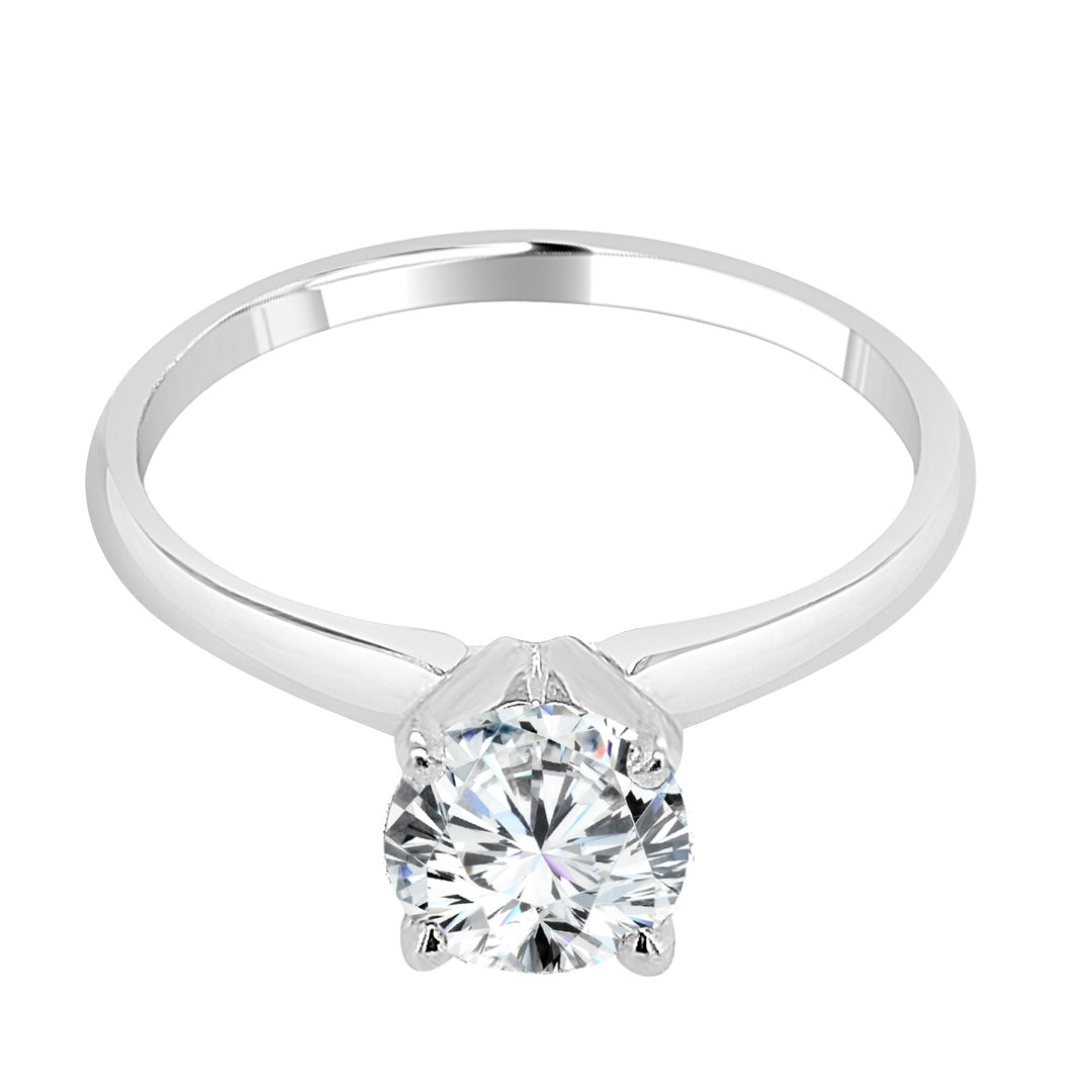 Classic Round 14 Karat White Gold Engagement Ring with Brilliant Natural Diamond