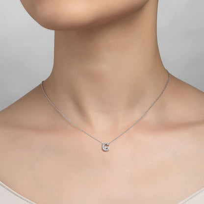 Platinum Coated Sterling Silver Block Letter G Necklace with Lassaire Accents - 0.38 Carat