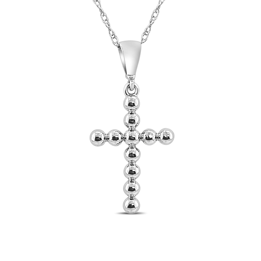 14 Karat White Gold Beaded Mini Necklace