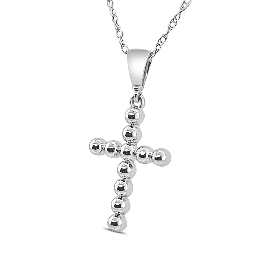 14 Karat White Gold Beaded Mini Necklace
