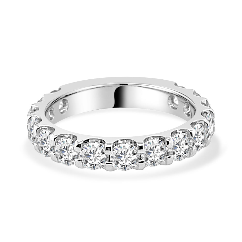 2.00 Round Shape Shared Prong Diamond Wedding Band in 14 Karat White Gold