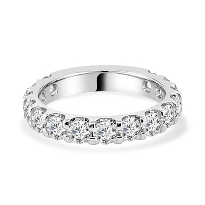 2.00 Round Shape Shared Prong Diamond Wedding Band in 14 Karat White Gold
