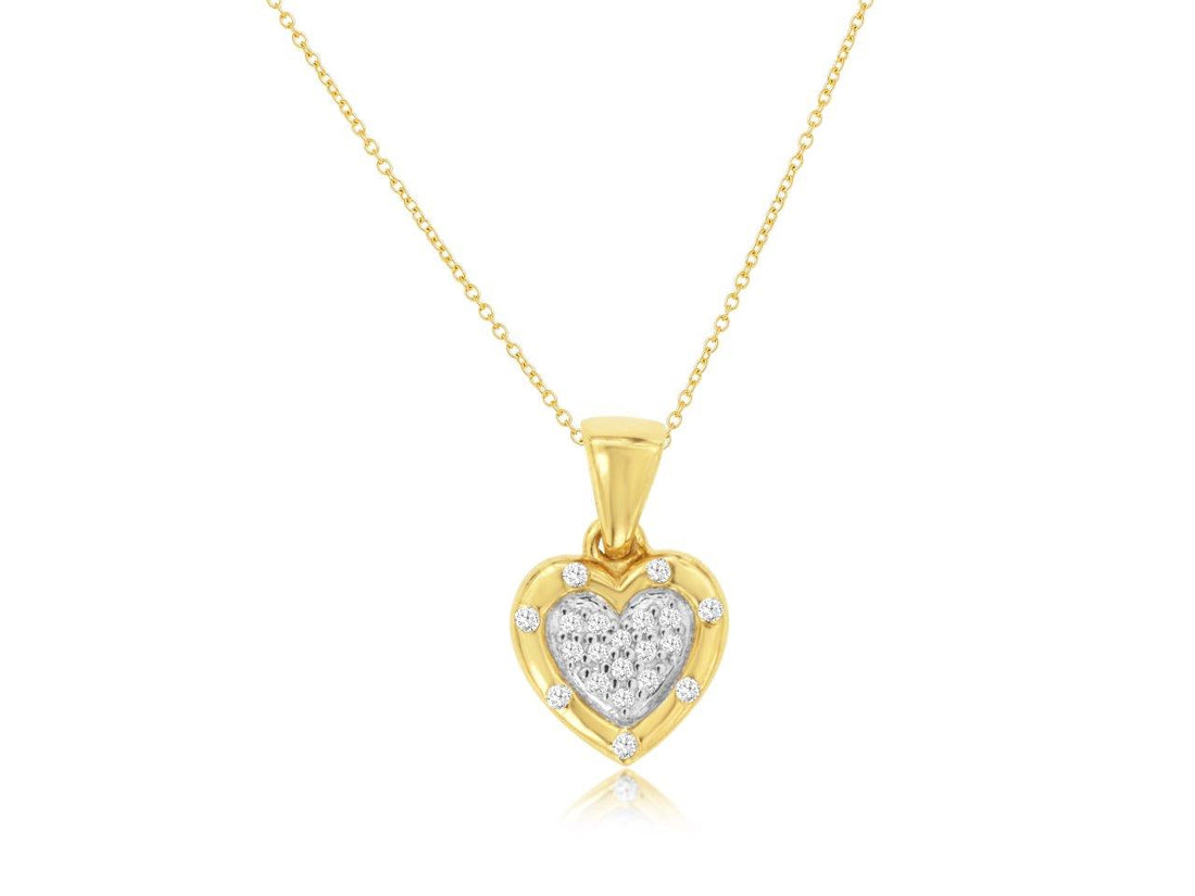 14K Yellow Gold Heart Cluster Necklace with Natural Diamond