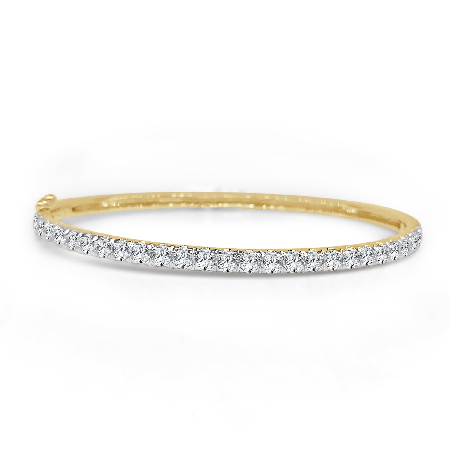 Prong Set 1.98 Carat Natural Diamond Bangle in 14 Karat Yellow Gold