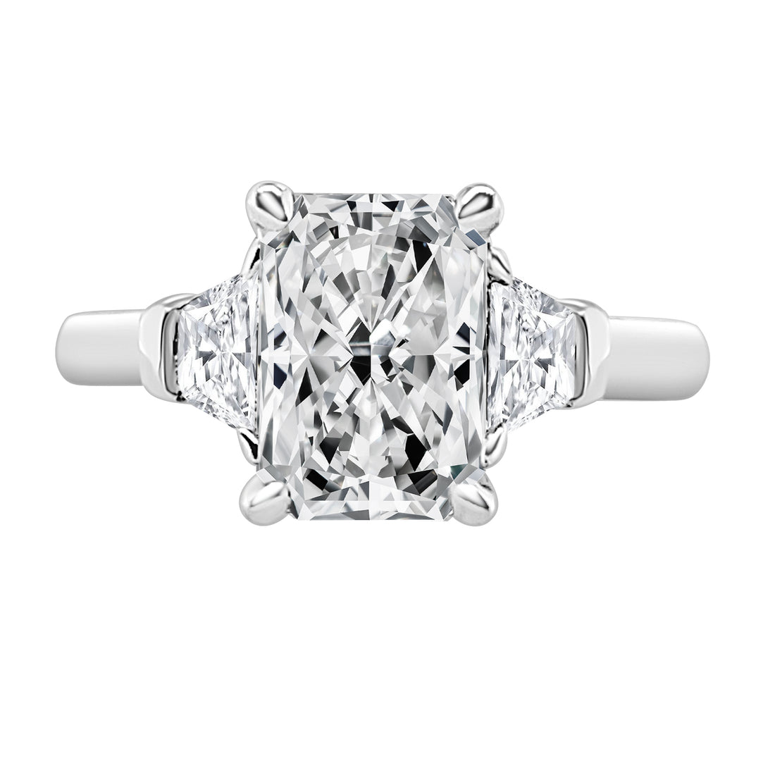 Radiant Trapezoid Lab Diamond Engagement Ring in 14K White Gold - 2.02 ct