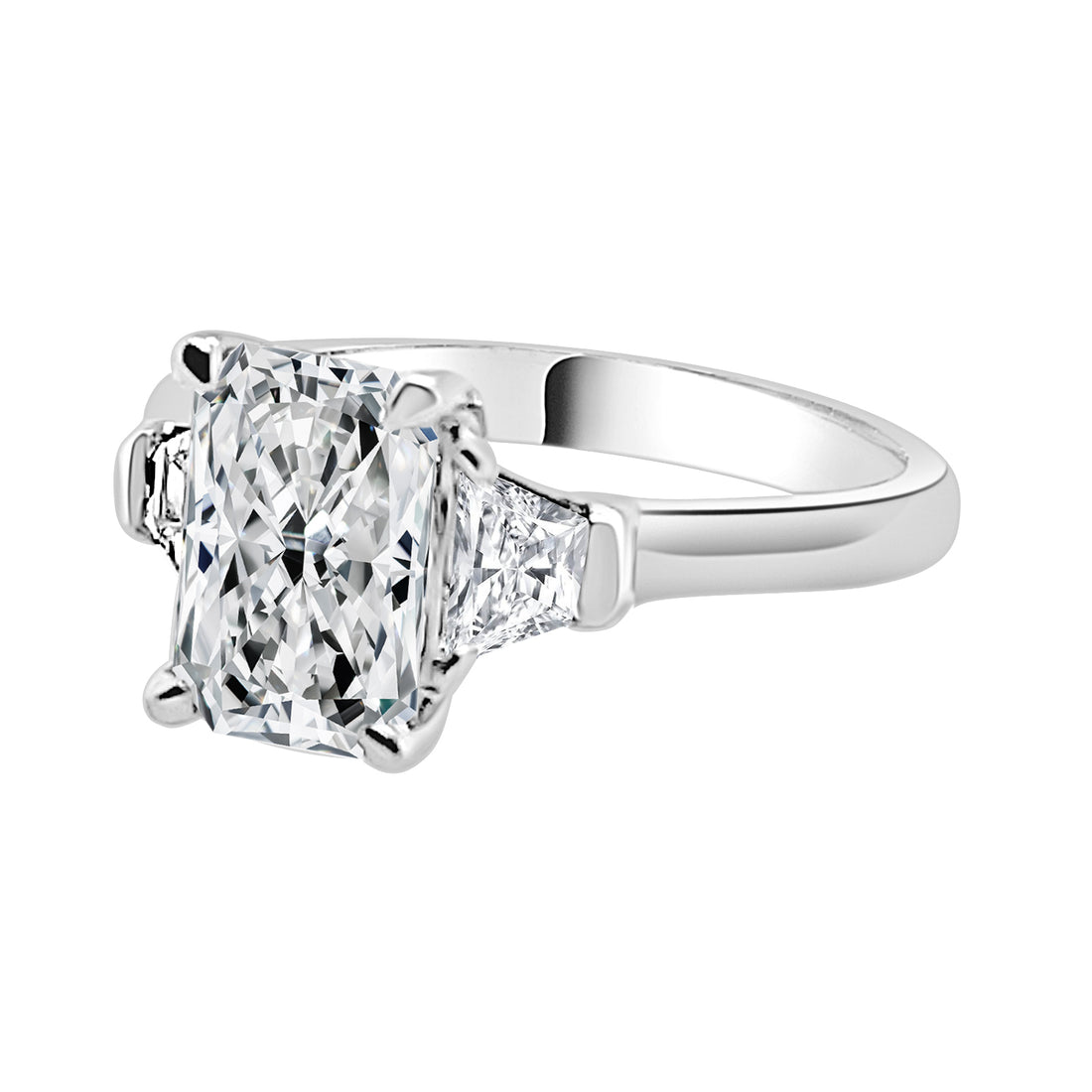 Radiant Trapezoid Lab Diamond Engagement Ring in 14K White Gold - 2.02 ct