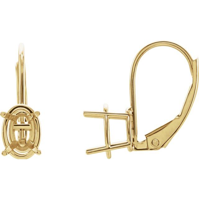 14 Karat Yellow Gold Blue Topaz Four Prong Lever Back Earrings
