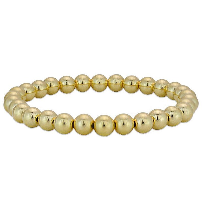 Golden Beaded Elastic Bracelet in Gold Plated Sterling Silver