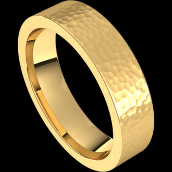 Hammer Finish 10 Karat Yellow Gold Wedding Band