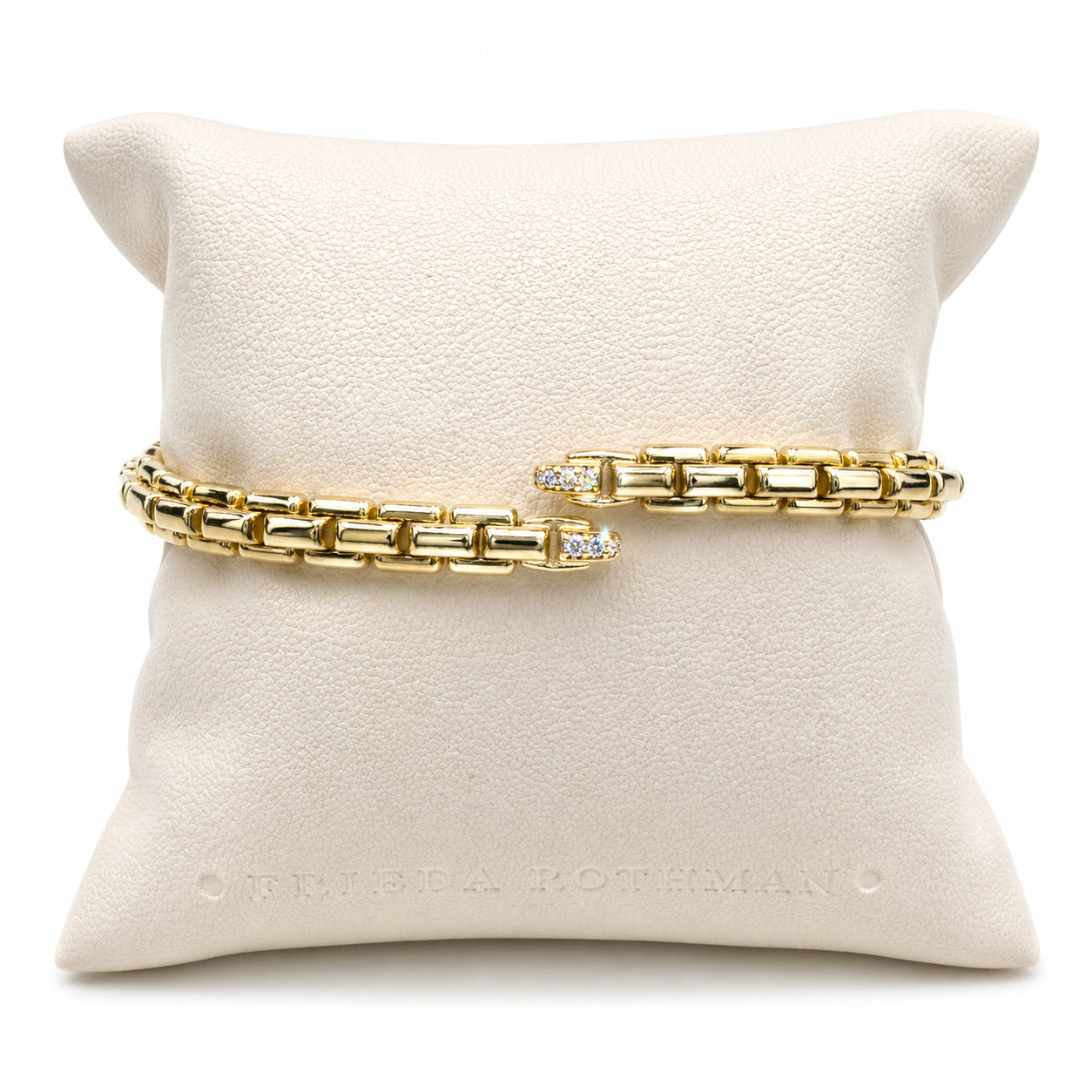 Fancy Elongated Box Bypass Gold Plated Sterling Silver Bangle Bracelet
