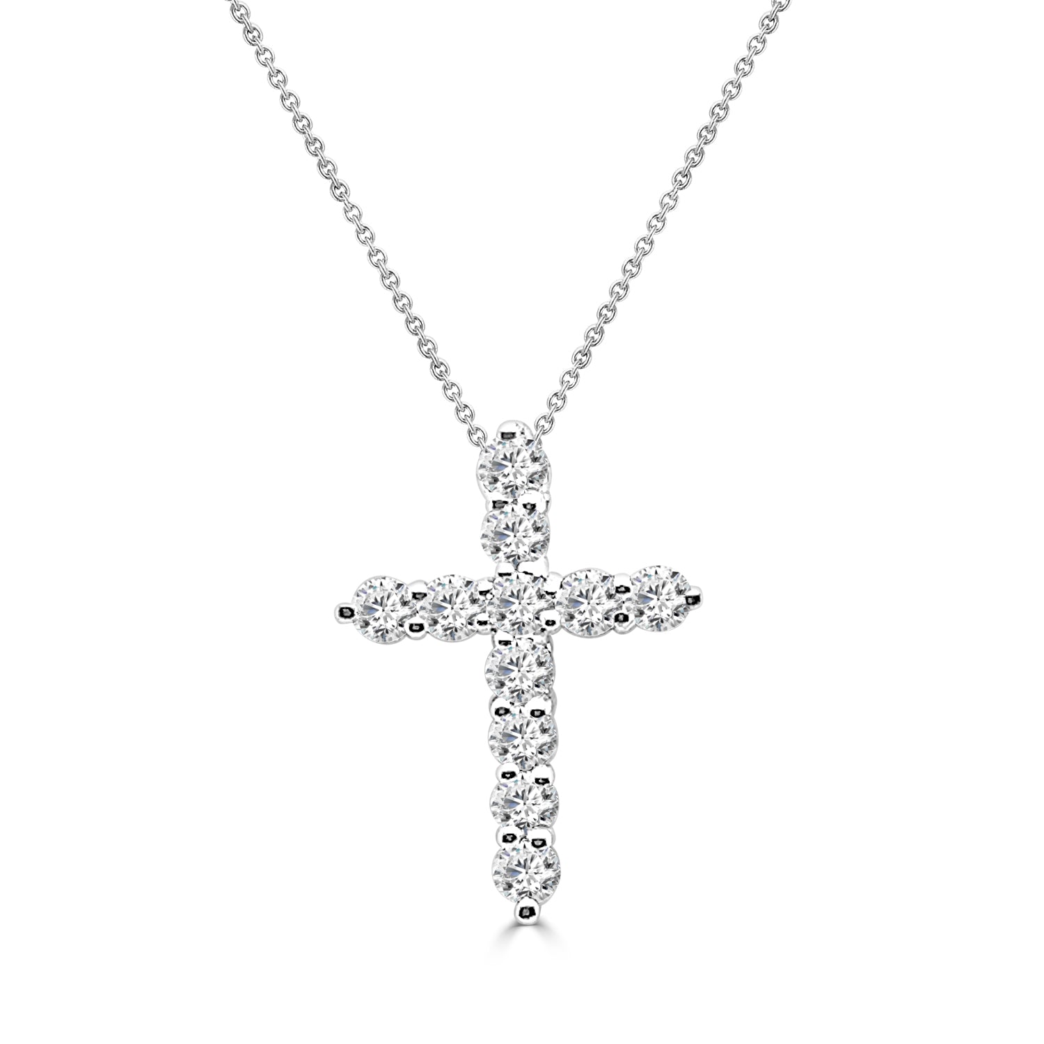 14K White Gold Shared Prong Diamond Necklace - 0.52ct Natural Diamond Pendant