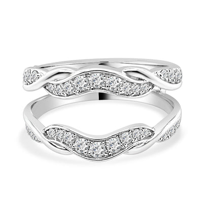 14K White Gold Graduated Diamond Twisted Wedding Band with 0.50 Carat Round Natural Diamonds