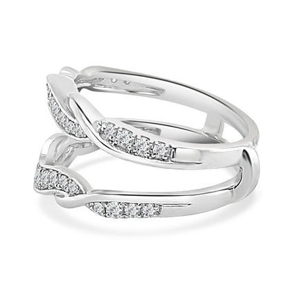 14K White Gold Graduated Diamond Twisted Wedding Band with 0.50 Carat Round Natural Diamonds