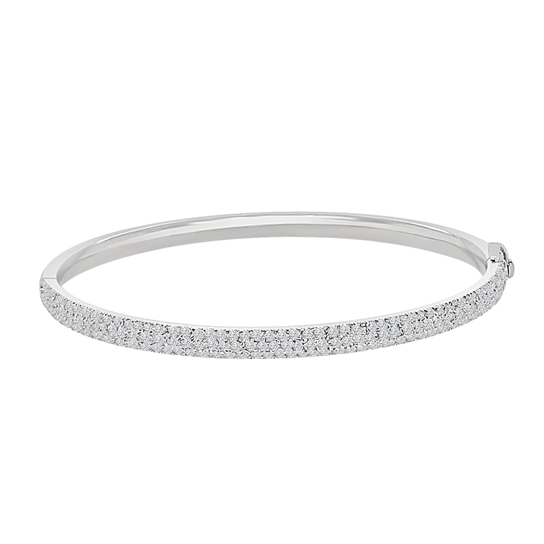 Triple Row Diamond Bangle in 18 Karat White Gold - 1.72 Carat Natural Diamond