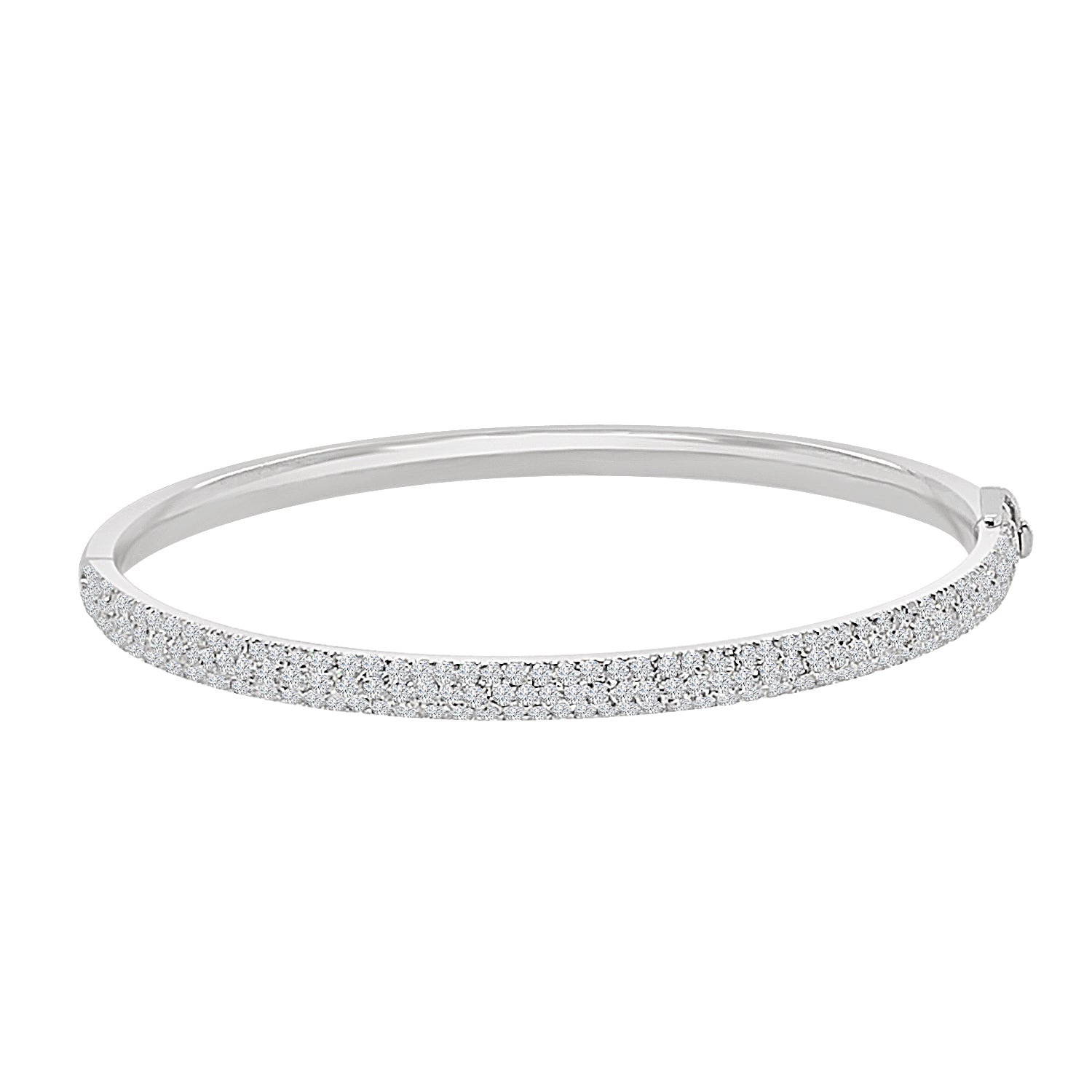 Triple Row 18 Karat White Gold Bangle with Natural Diamond - 1.72 Carats