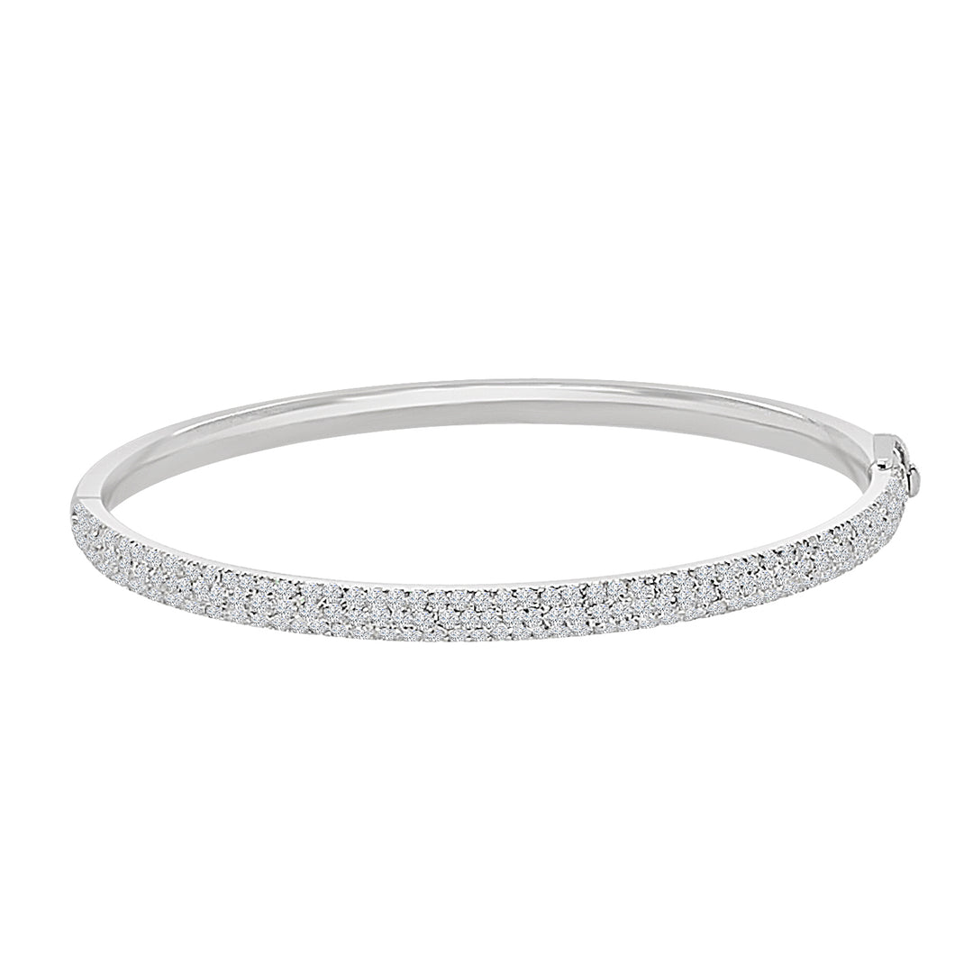 Introducing the Triple Row Natural Diamond Bangle in 18 Karat White Gold