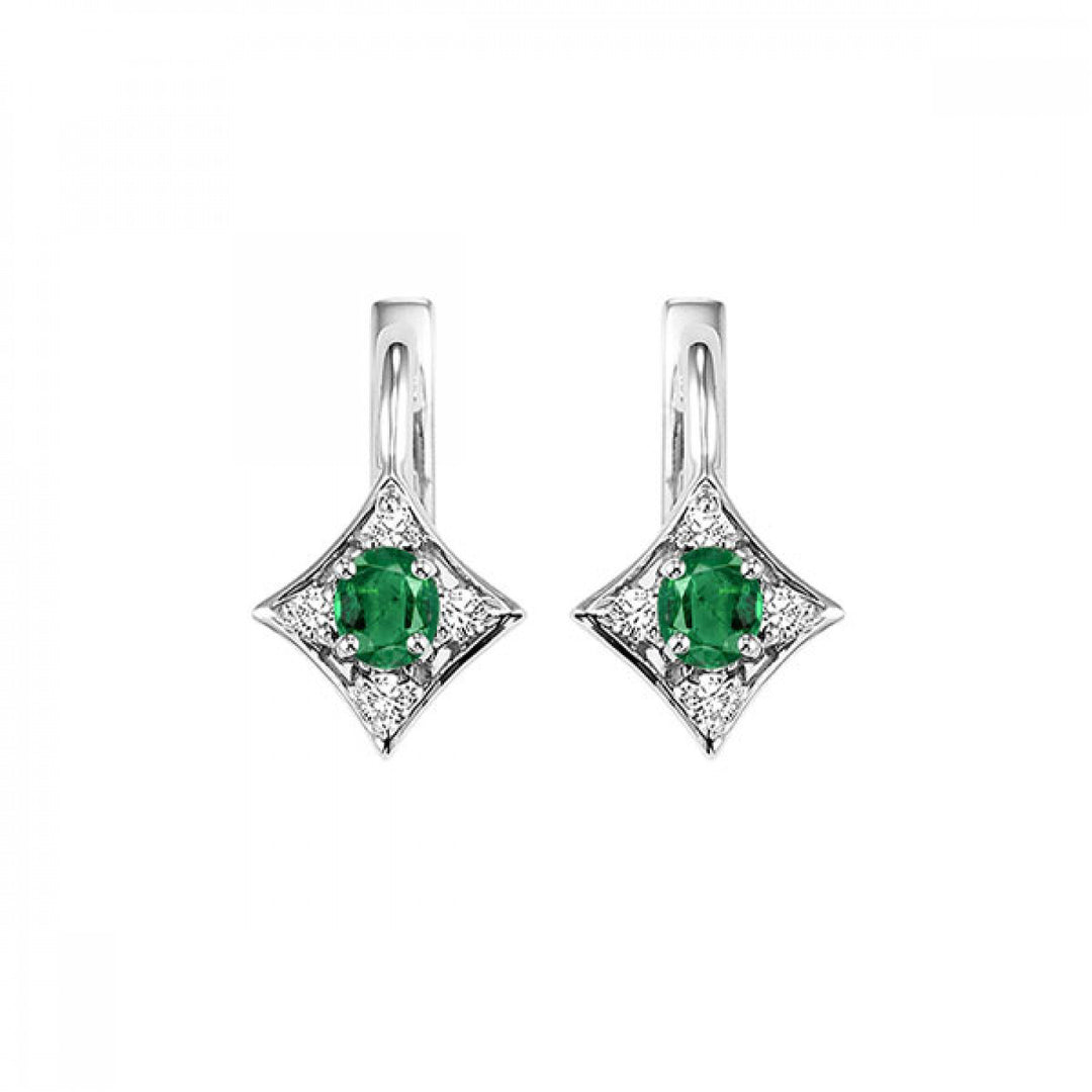 Exquisite Emerald and Diamond Drop Earrings in 14 Karat White Gold - Oval Shape