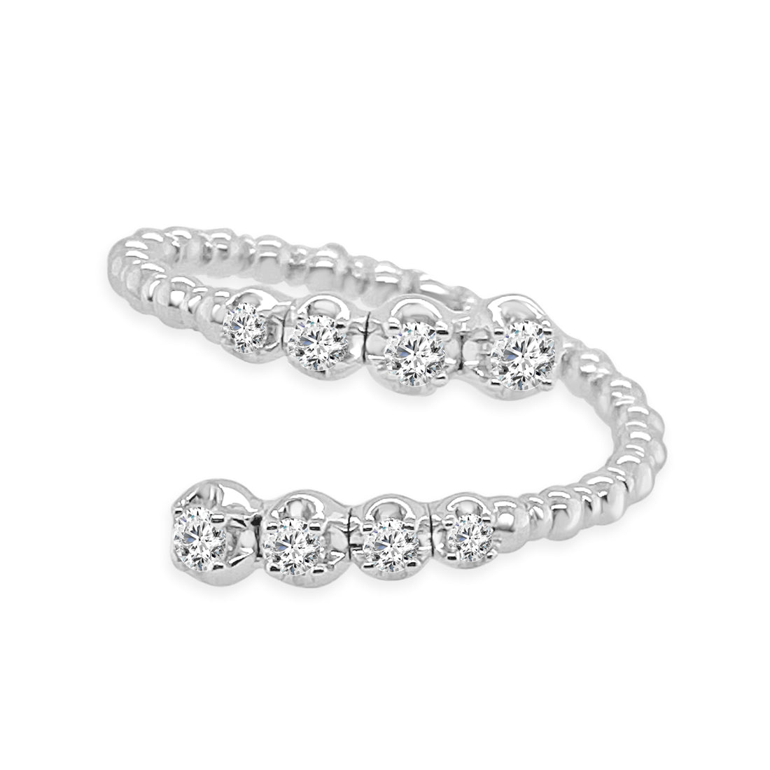 0.23 Carat Natural Diamond Open Flex Ring in 14 Karat White Gold